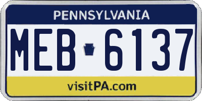 PA license plate MEB6137