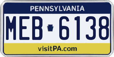 PA license plate MEB6138