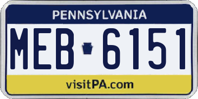 PA license plate MEB6151