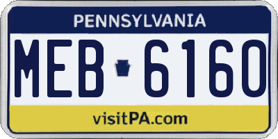 PA license plate MEB6160