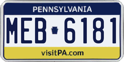 PA license plate MEB6181
