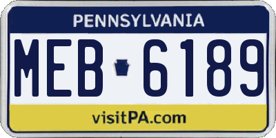 PA license plate MEB6189