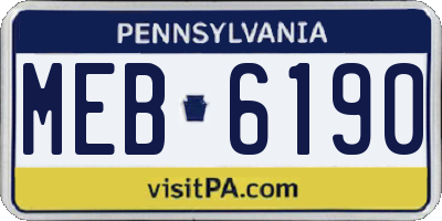 PA license plate MEB6190