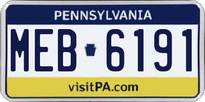 PA license plate MEB6191
