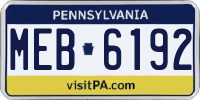 PA license plate MEB6192