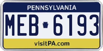 PA license plate MEB6193