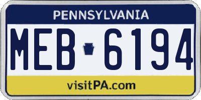 PA license plate MEB6194