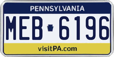 PA license plate MEB6196