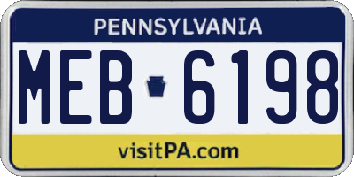 PA license plate MEB6198