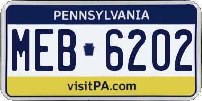 PA license plate MEB6202