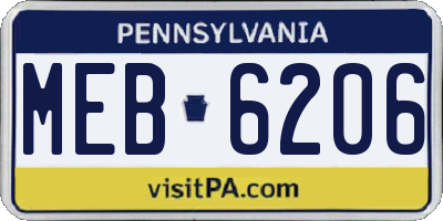 PA license plate MEB6206