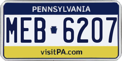 PA license plate MEB6207