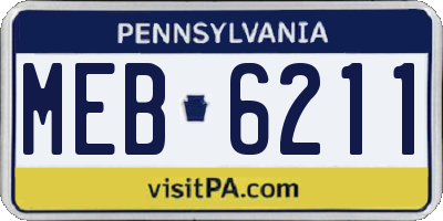 PA license plate MEB6211