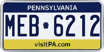 PA license plate MEB6212