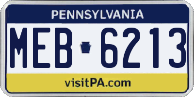 PA license plate MEB6213