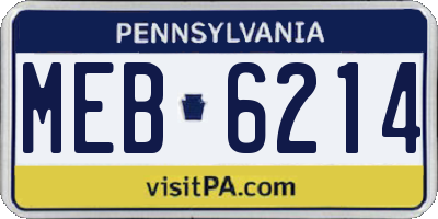 PA license plate MEB6214