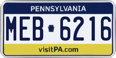 PA license plate MEB6216