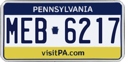 PA license plate MEB6217