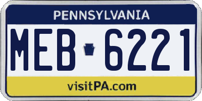 PA license plate MEB6221