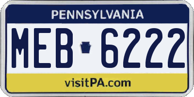 PA license plate MEB6222