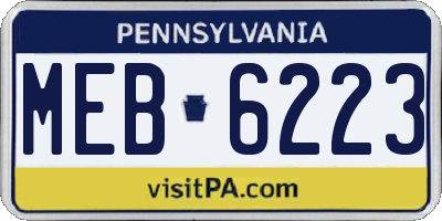 PA license plate MEB6223