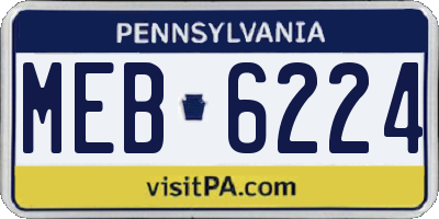 PA license plate MEB6224