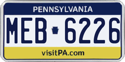 PA license plate MEB6226
