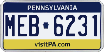 PA license plate MEB6231