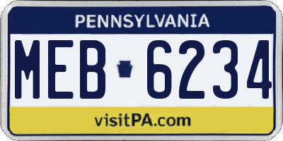 PA license plate MEB6234