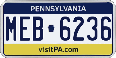PA license plate MEB6236
