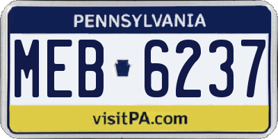 PA license plate MEB6237