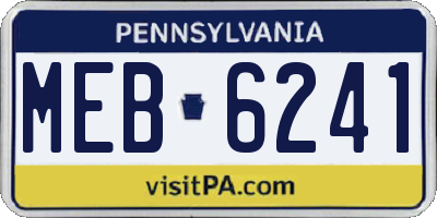 PA license plate MEB6241