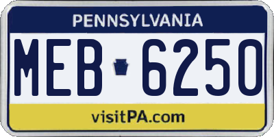PA license plate MEB6250