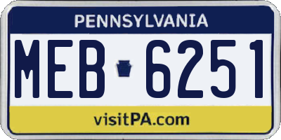 PA license plate MEB6251
