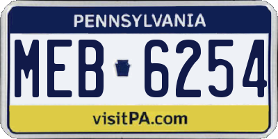 PA license plate MEB6254