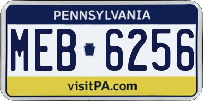 PA license plate MEB6256