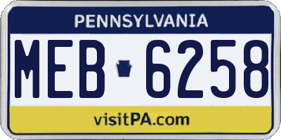 PA license plate MEB6258