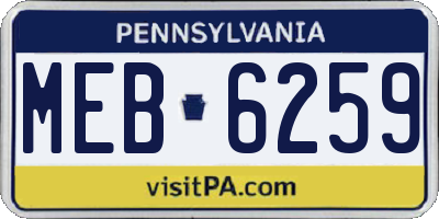 PA license plate MEB6259