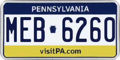 PA license plate MEB6260