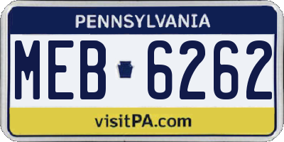 PA license plate MEB6262