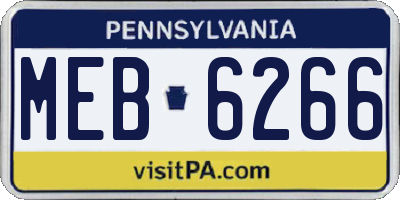 PA license plate MEB6266