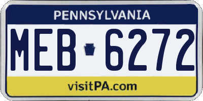 PA license plate MEB6272