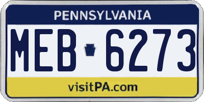 PA license plate MEB6273