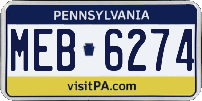 PA license plate MEB6274