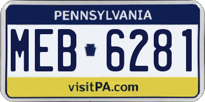 PA license plate MEB6281