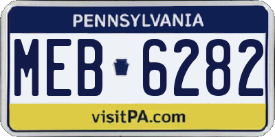 PA license plate MEB6282