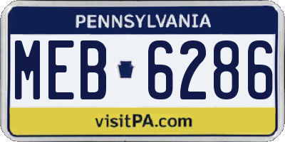 PA license plate MEB6286