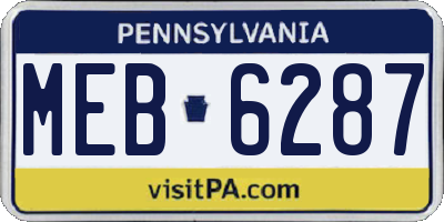 PA license plate MEB6287
