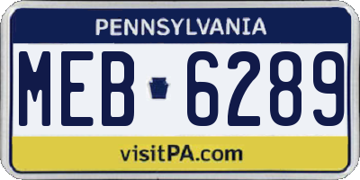 PA license plate MEB6289