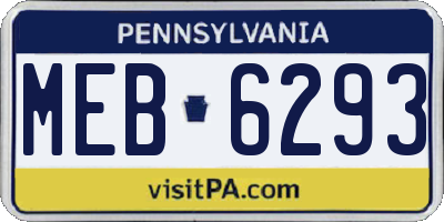 PA license plate MEB6293